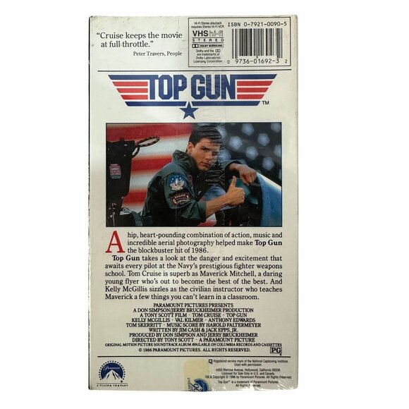 Top Gun VHS 1986 Action Movie Tom Cruise Kelly McGillis Hi-Fi Dolby Surround - Picture 2 of 8
